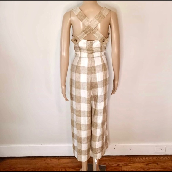 GAL MEETS GLAM BAILEY GINGHAM LINEN CROP JUMPSUIT - Picture 6 of 10